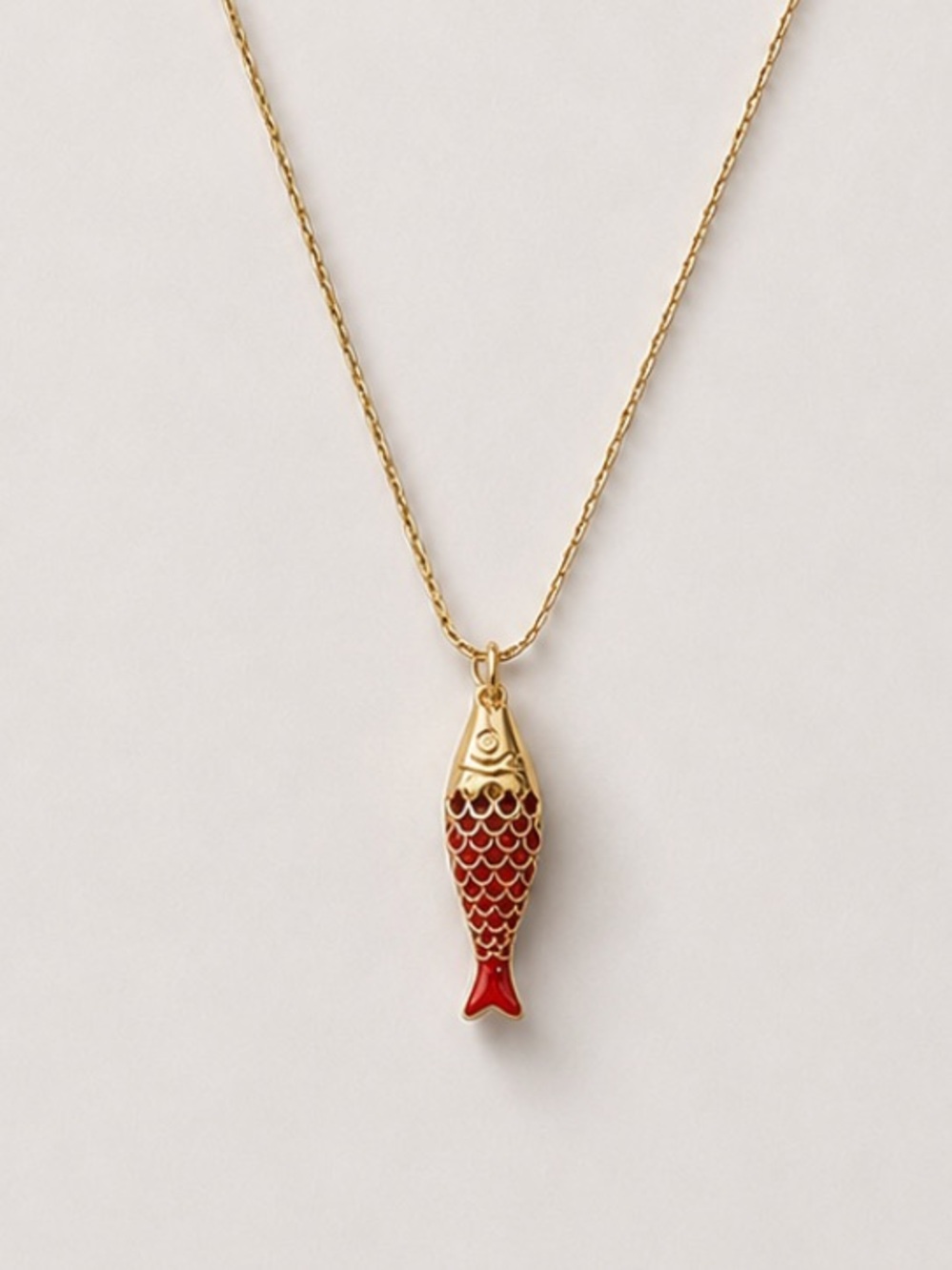 New! Red Gold Fish Pendant Necklace NWOT 1025